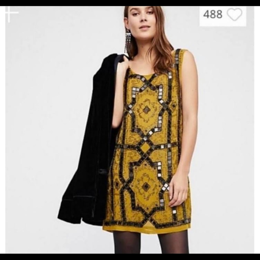 NWT Free People Chartreuse Speak Easy Swing Dress